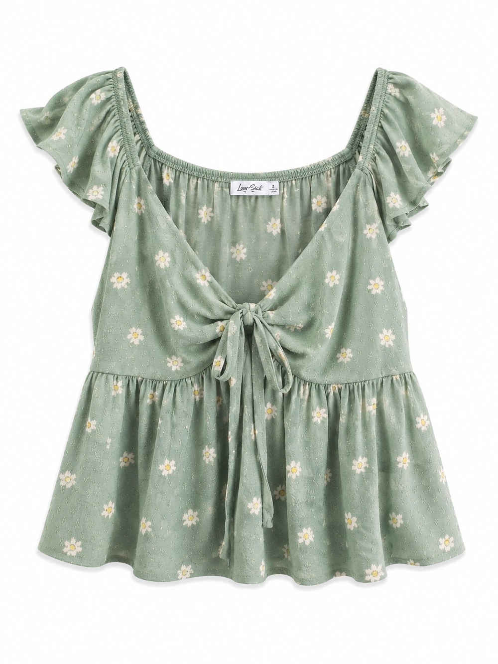 torrid Sage Green Daisy Tie-Front Peplum Blouse Sz 2X